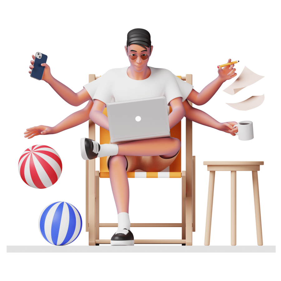 man doing multitasking